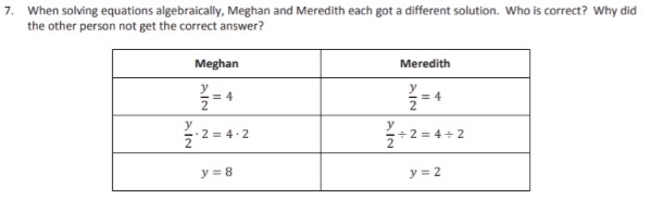 When solving equations algebraically,Meghan and Me...