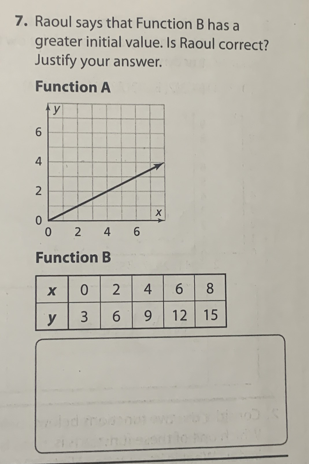 7. Raoul says that Function B has a greater initia...