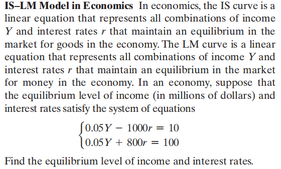 IS-LM Model in Economics In economics, the IS curv...