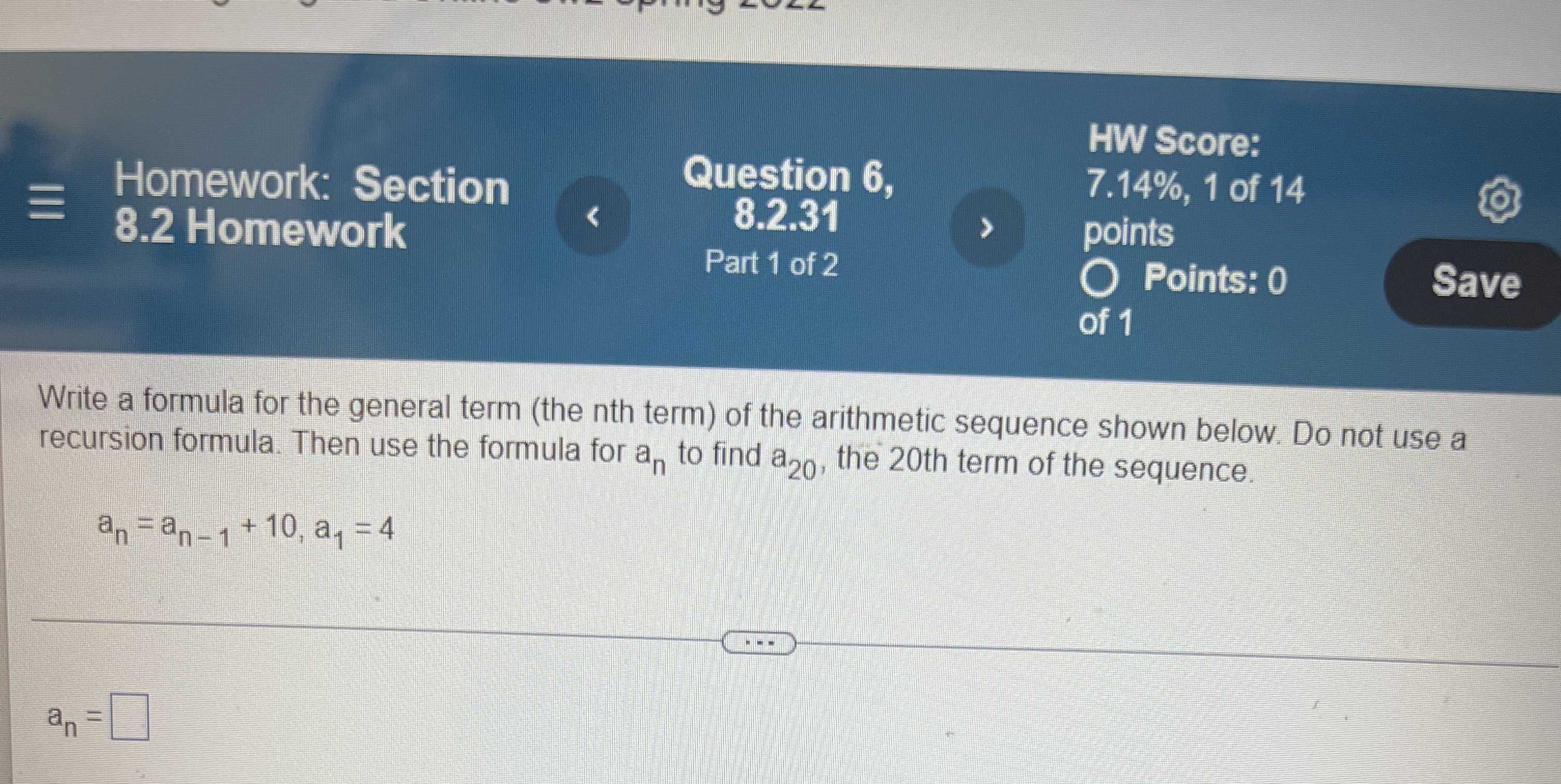 question-video-finding-the-general-term-of-an-arithmetic-sequence