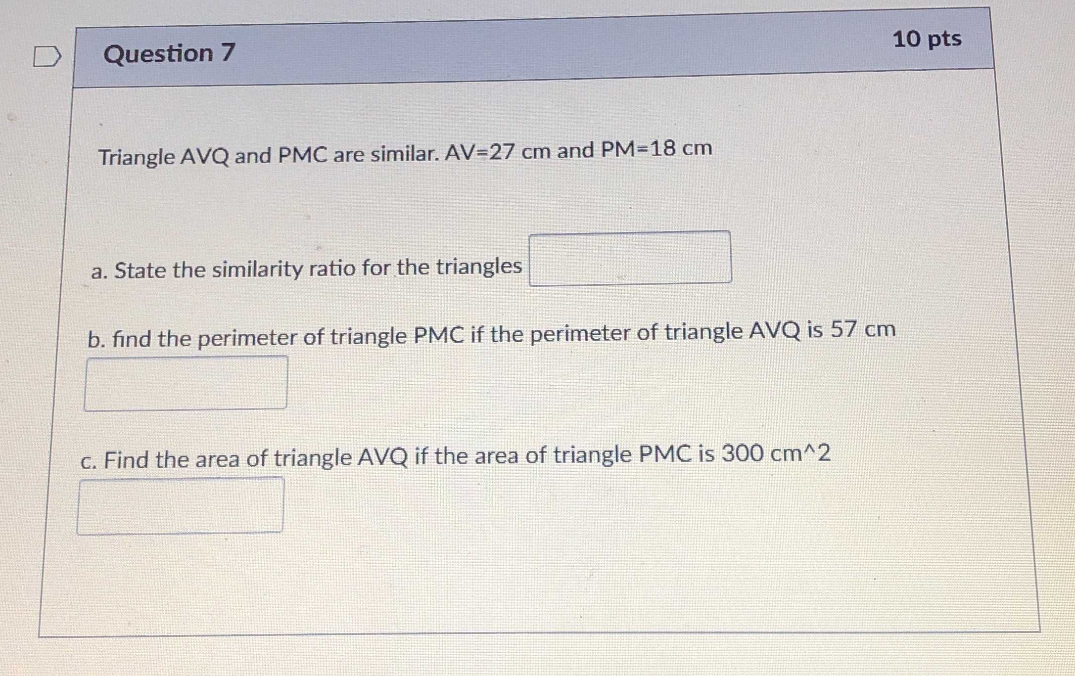Triangle A V Q And P M C Are Similar CameraMath