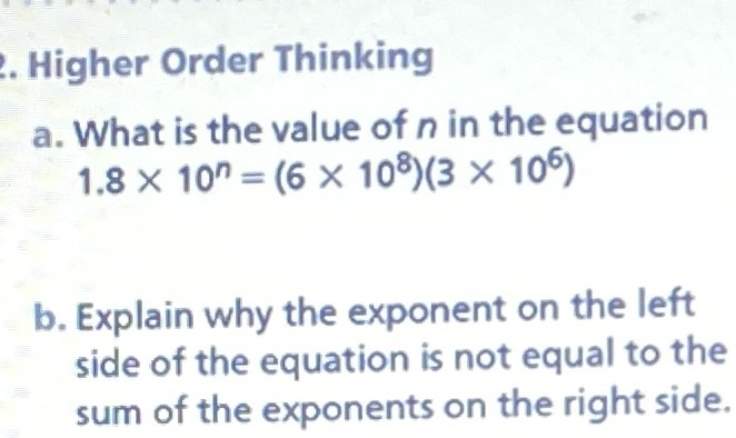 Higher Order Thinking a. What is the value of \( n...