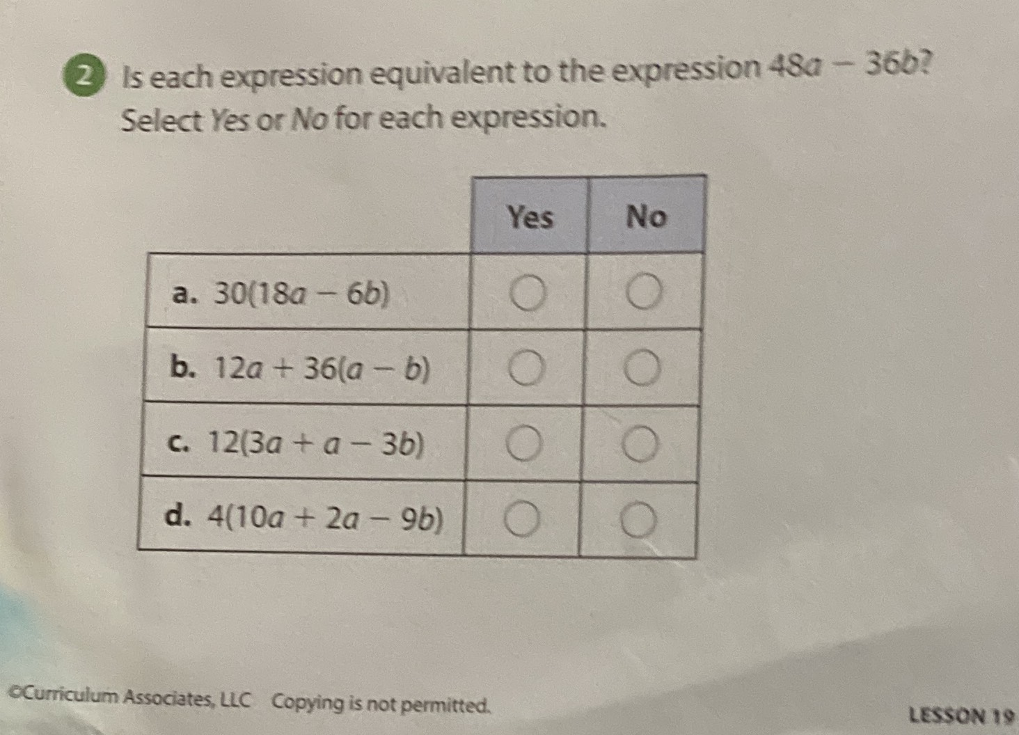 (2) Is each expression equivalent to the expressio...