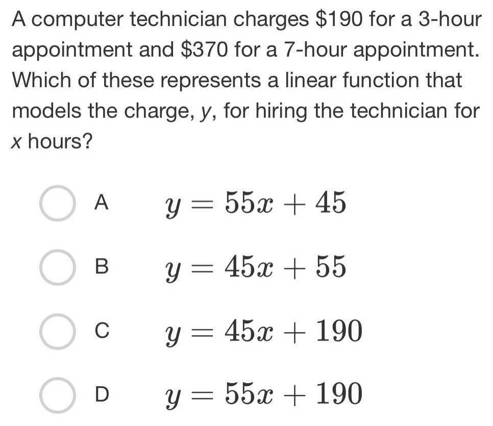 A computer technician charges \( \$ 190 \) for a \...