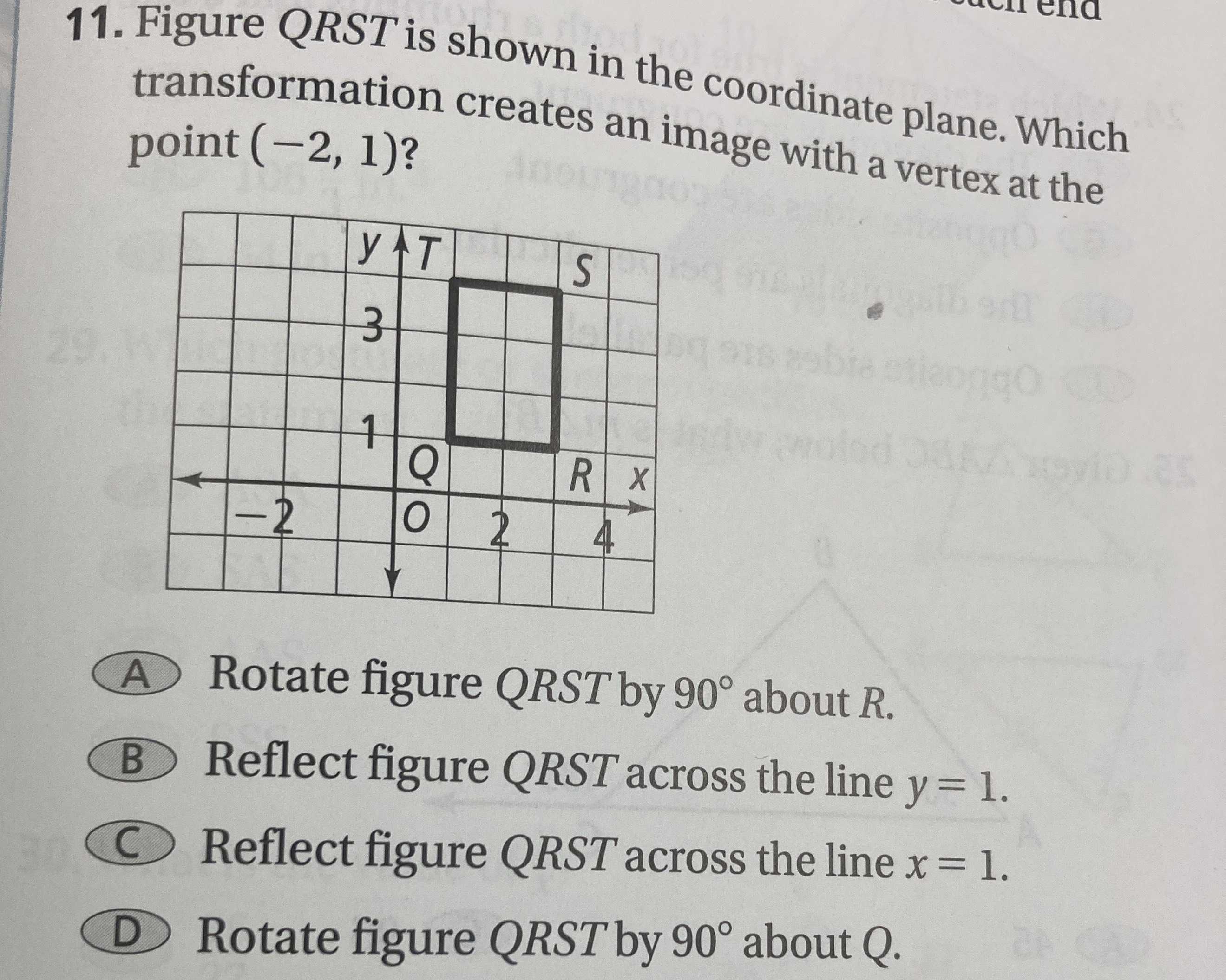 1. Figure \( Q R S T \) is shown in the coordinate...