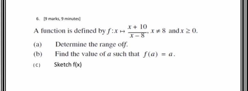 A function is defined by \( f : x \mapsto \frac { ...
