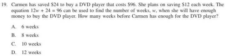 19. Carmen has saved \( \$ 24 \) to buy a DVD play...