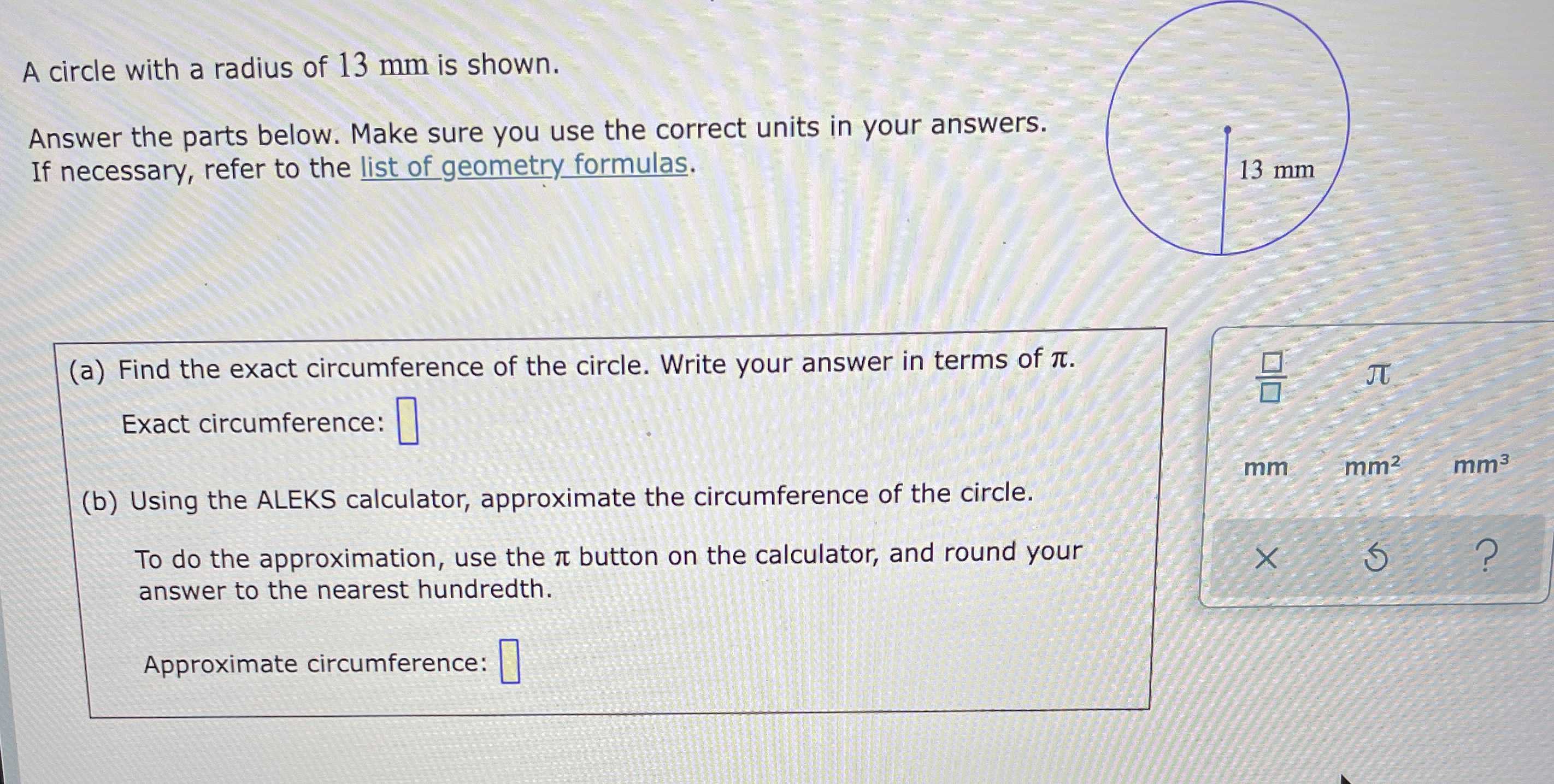a-circle-with-a-radius-of-13-mm-is-shown-an-cameramath