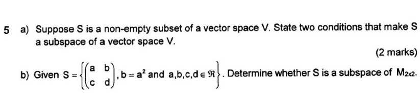 \(5 \) a) Suppose \( S \) is a non-empty subset of...
