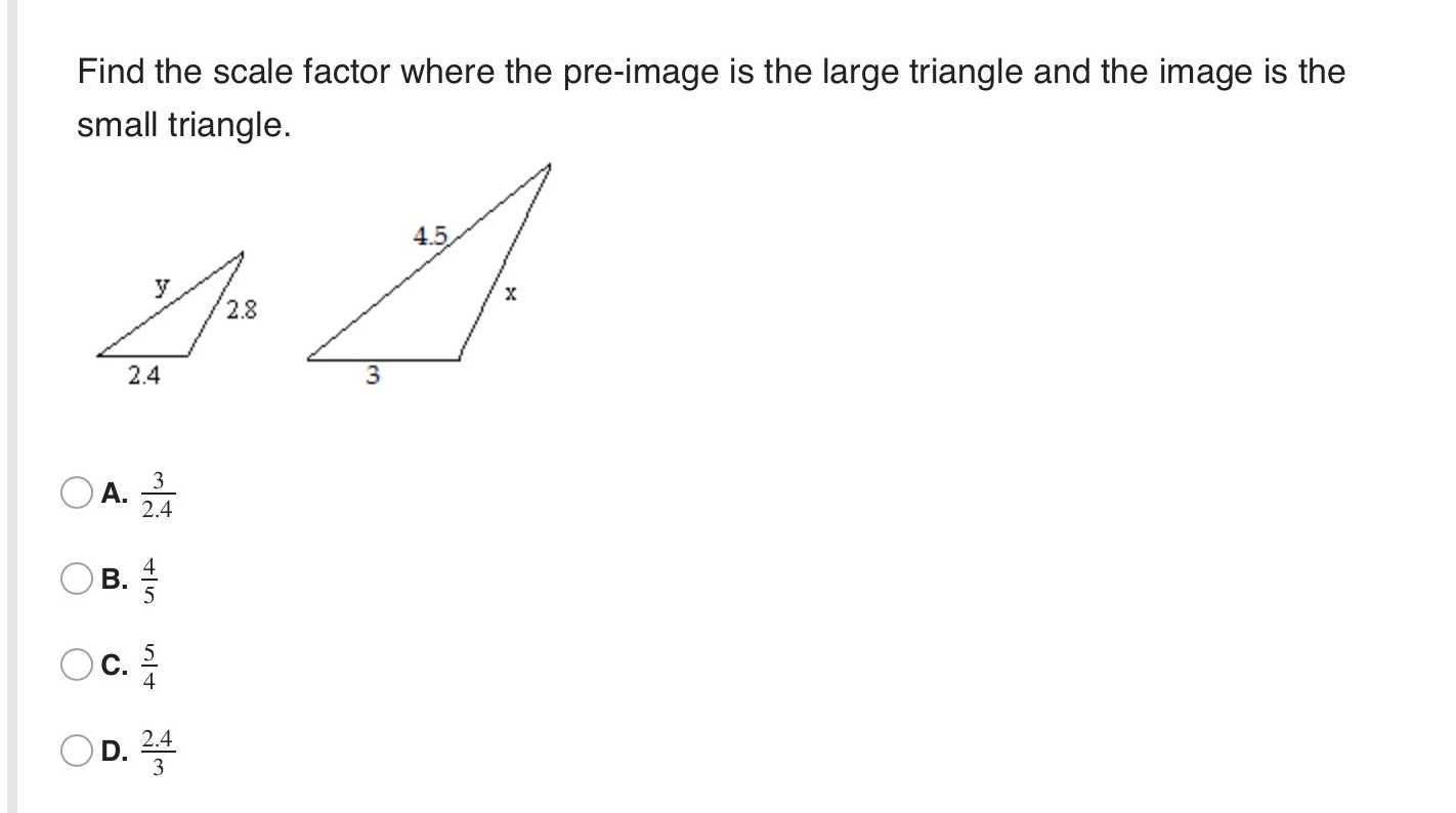 Find the scale factor where the pre-image is the l...