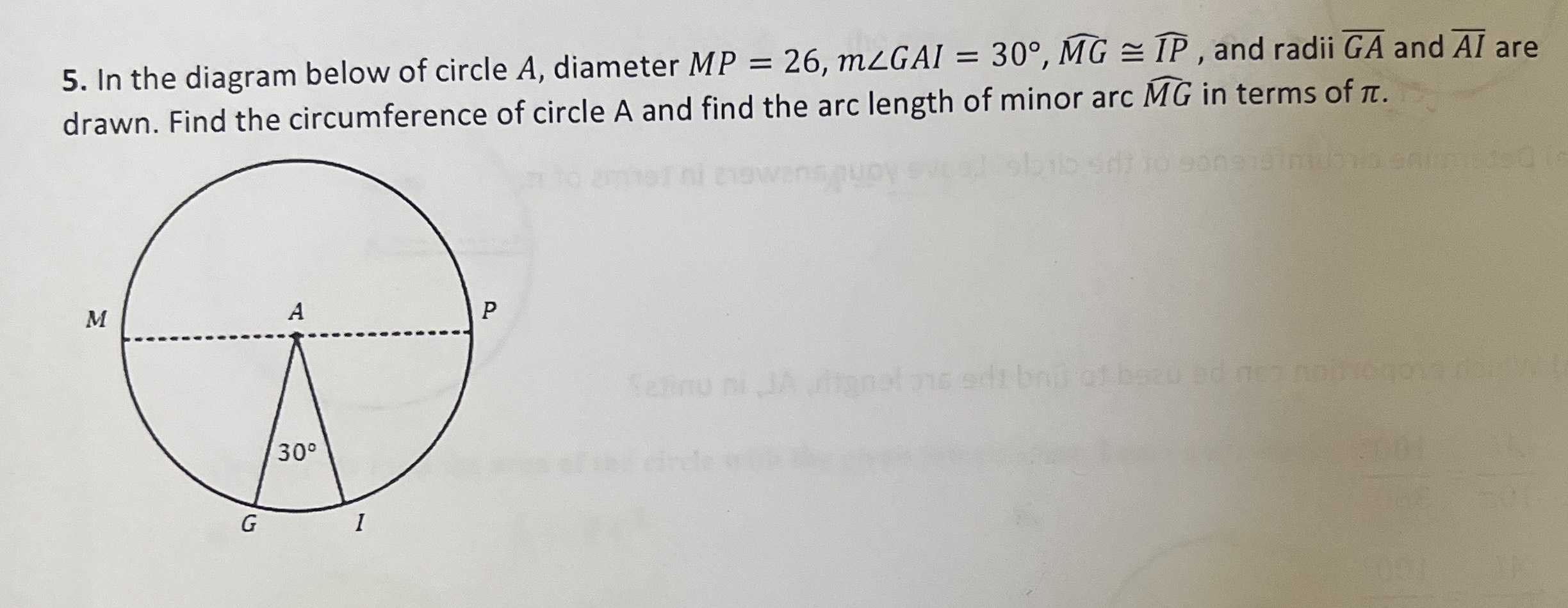 In the diagram below of circle \( A \) , diamete\(... - CameraMath