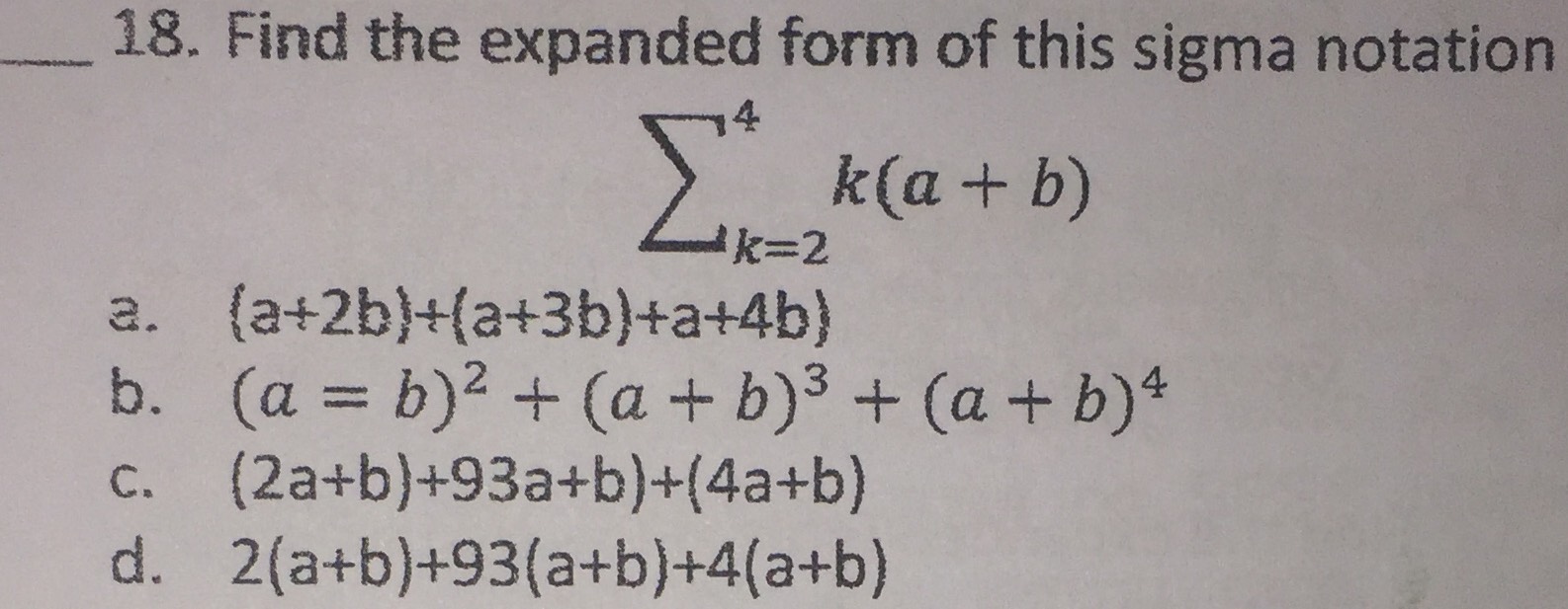 18. Find the expanded form of this sigma notation\...