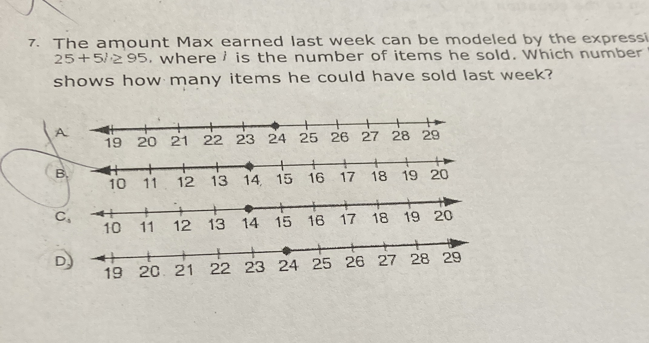 7. The amount Max earned last week can be modeled ...