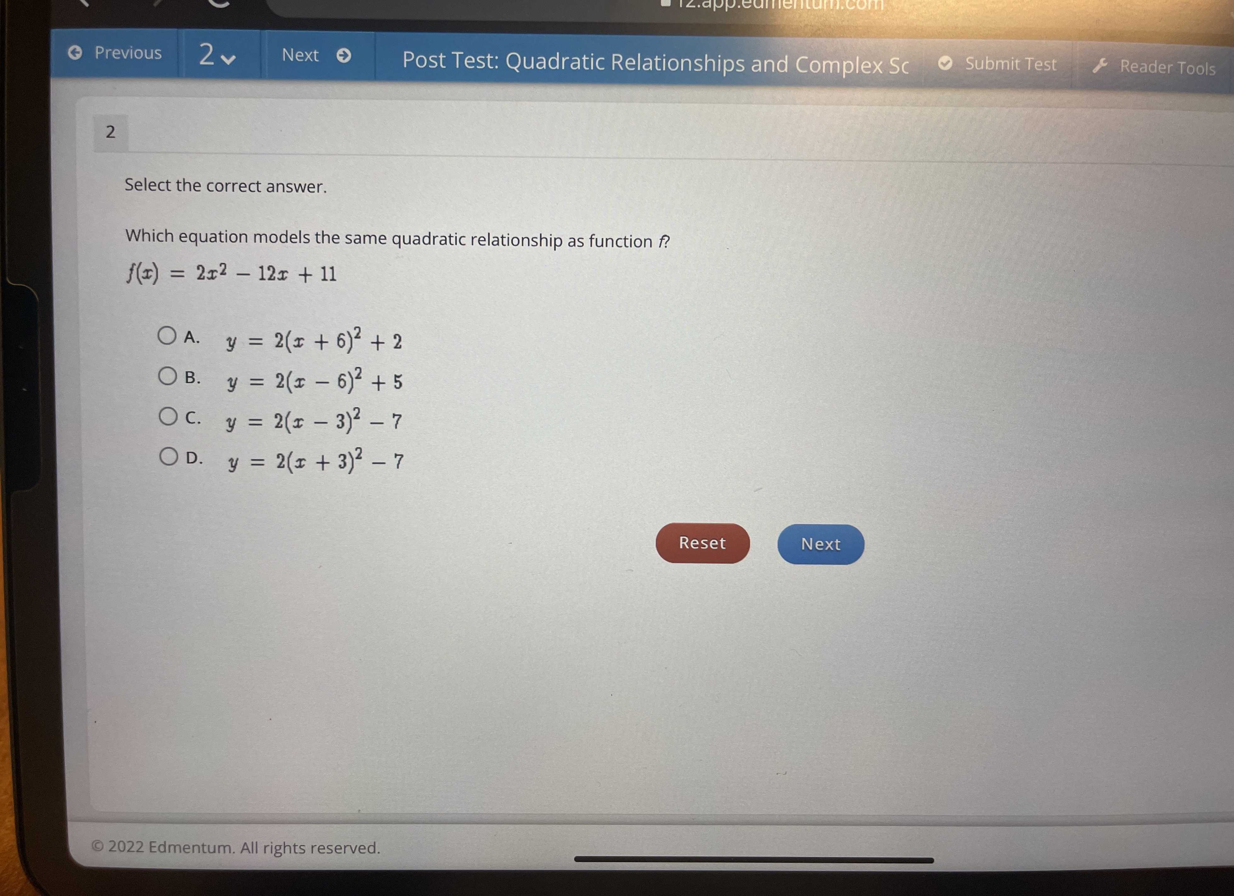which-equation-models-the-same-quadratic-relationship-as-function-f-f