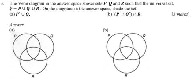 3. The Venn diagram in the answer space shows sets...