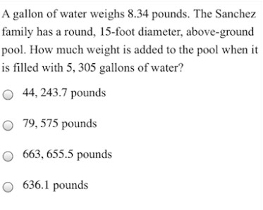 A gallon of water weighs \( 8.34 \) pounds. The Sa...
