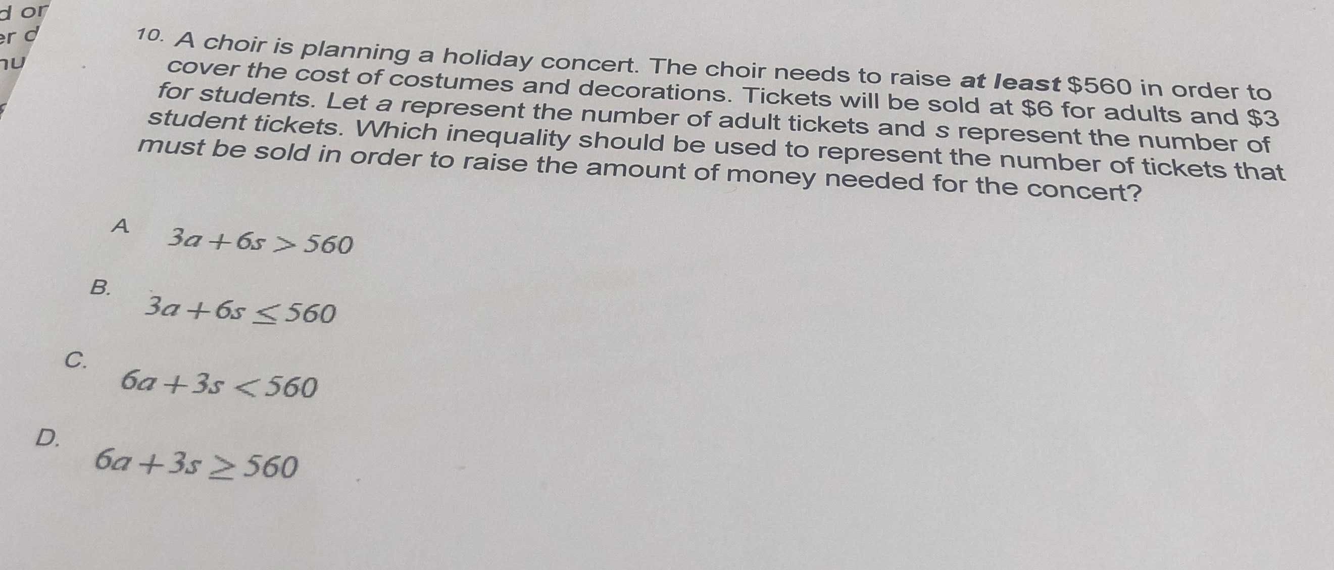 10. A choir is planning a holiday concert. The cho...