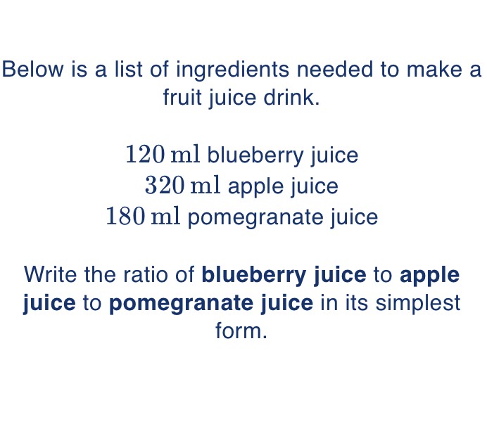 Below is a list of ingredients needed to make a fruit juice drink
