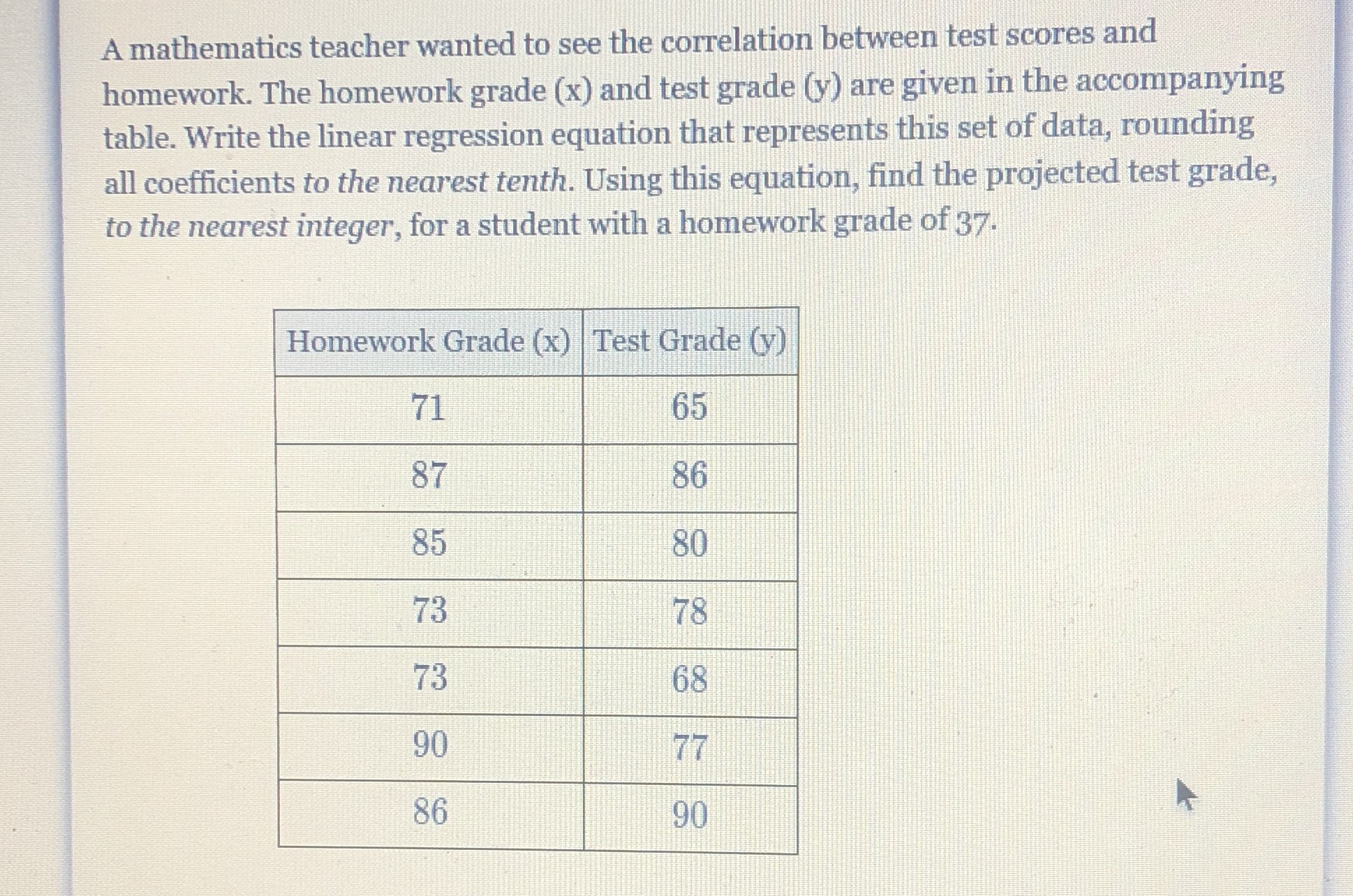 A mathematics teacher wanted to see the correlatio...
