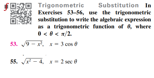 Trigonometric Substitution In Exercises \(53 - 56\...