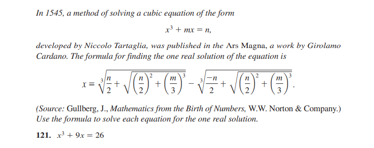 In 1545, a method of solving a cubic equation of t...