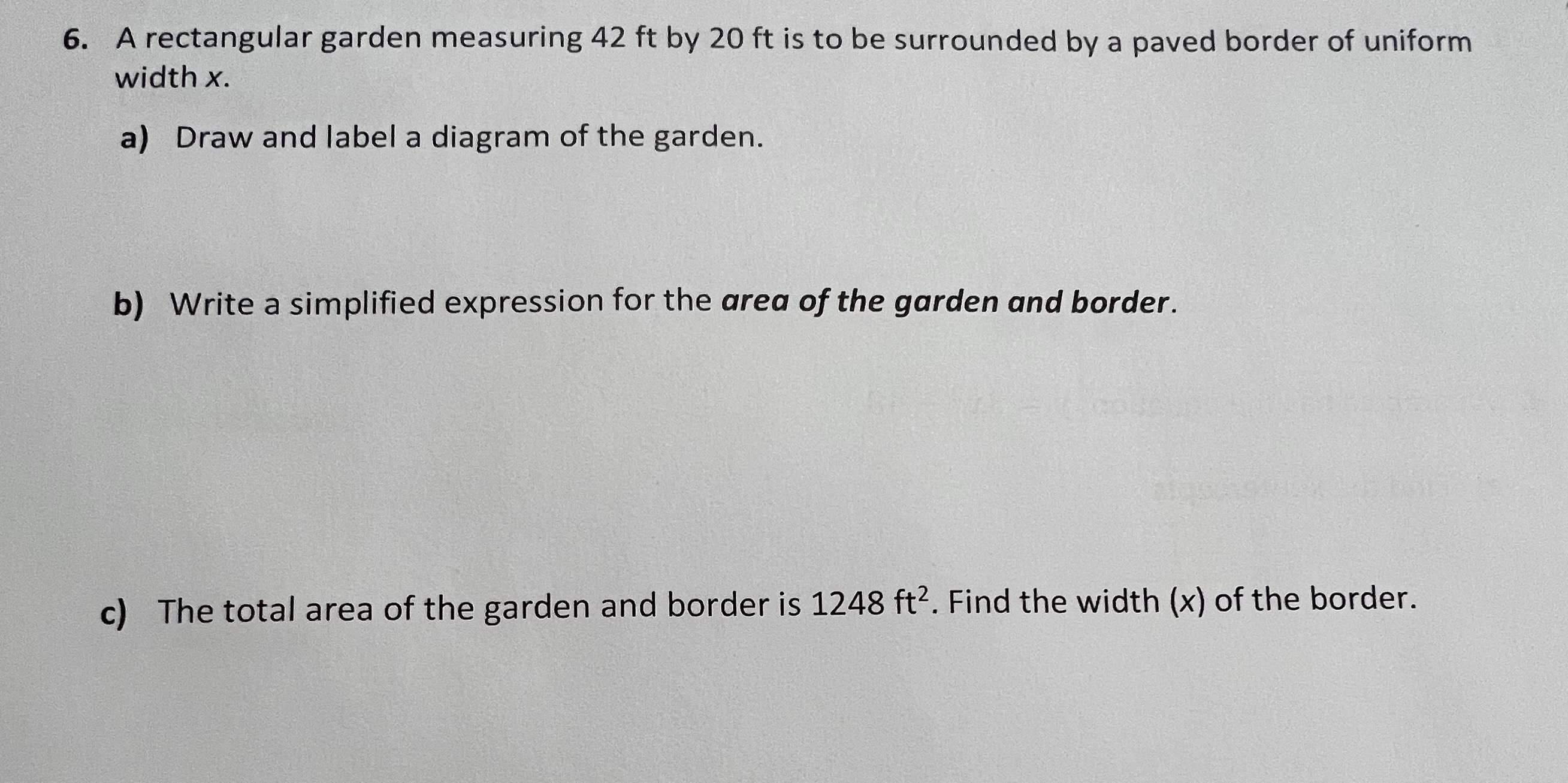 6. A rectangular garden measuring \( 42 ft \) by \...
