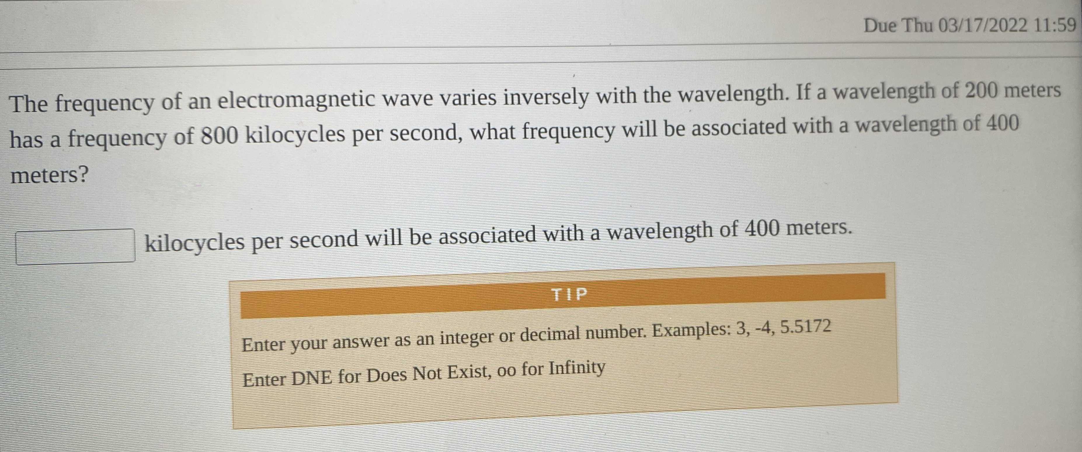 The frequency of an electromagnetic wave varies in...