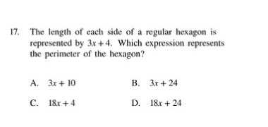 17. The length of each side of a regular hexagon i...