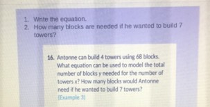 1. Write the equation. 2. How many blocks are need...