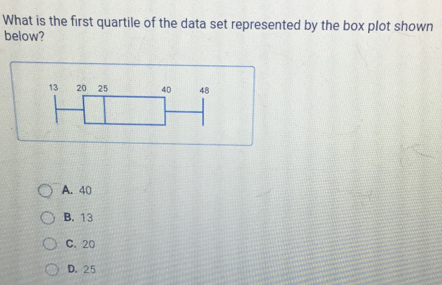 what-is-the-first-quartile-of-the-data-set-represe-cameramath