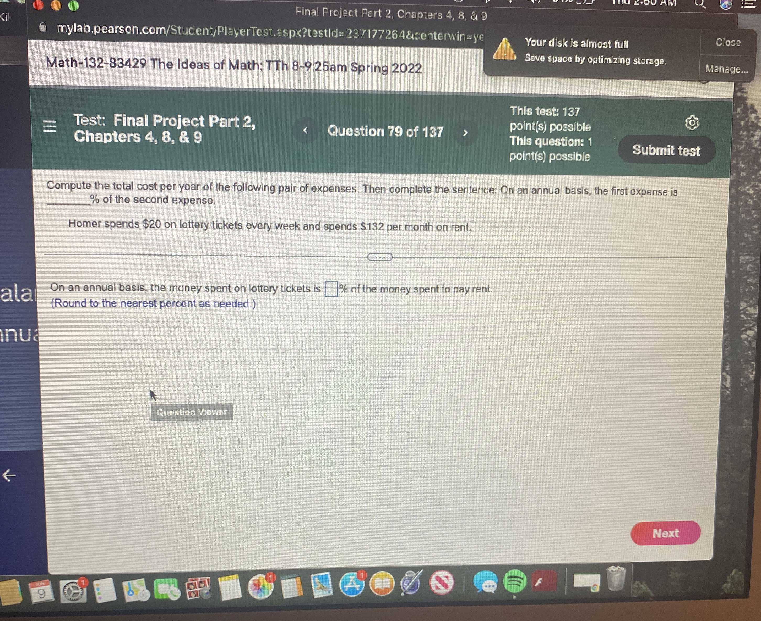 Compute the total cost per year of the following pair of expenses. Then