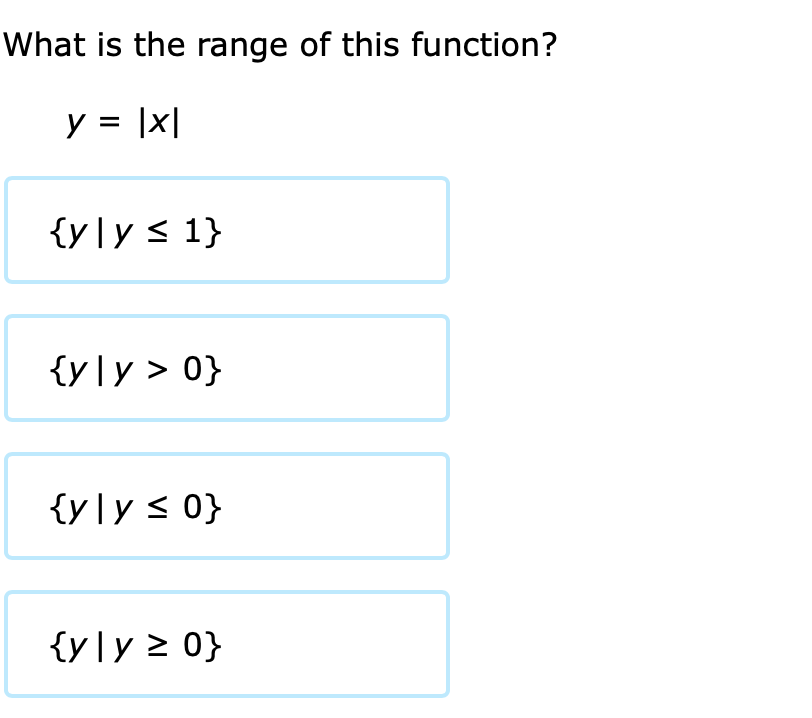 [Solved] What is the range of this function? \[ \begin{array}{c} y=x