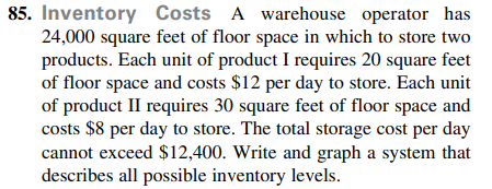 Inventory Costs A warehouse operator has \( 24,000...