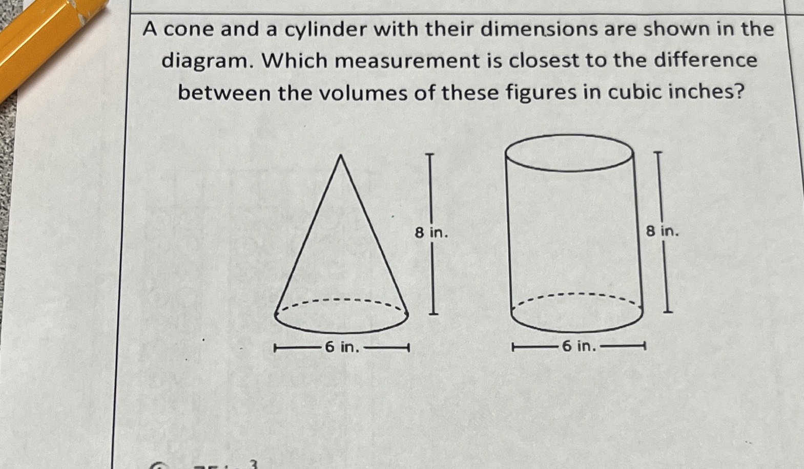 A cone and a cylinder with their dimensions are sh... CameraMath