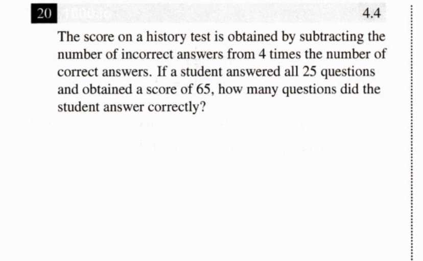 The score on a history test is obtained by subtrac...