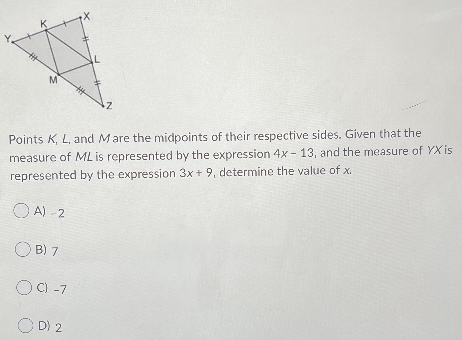 Points K L And M Are The Midpoints Of Their Respe CameraMath