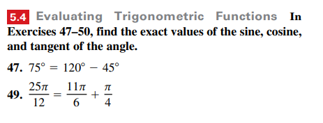 \(5.4\) Evaluating Trigonometric Functions In Exer...