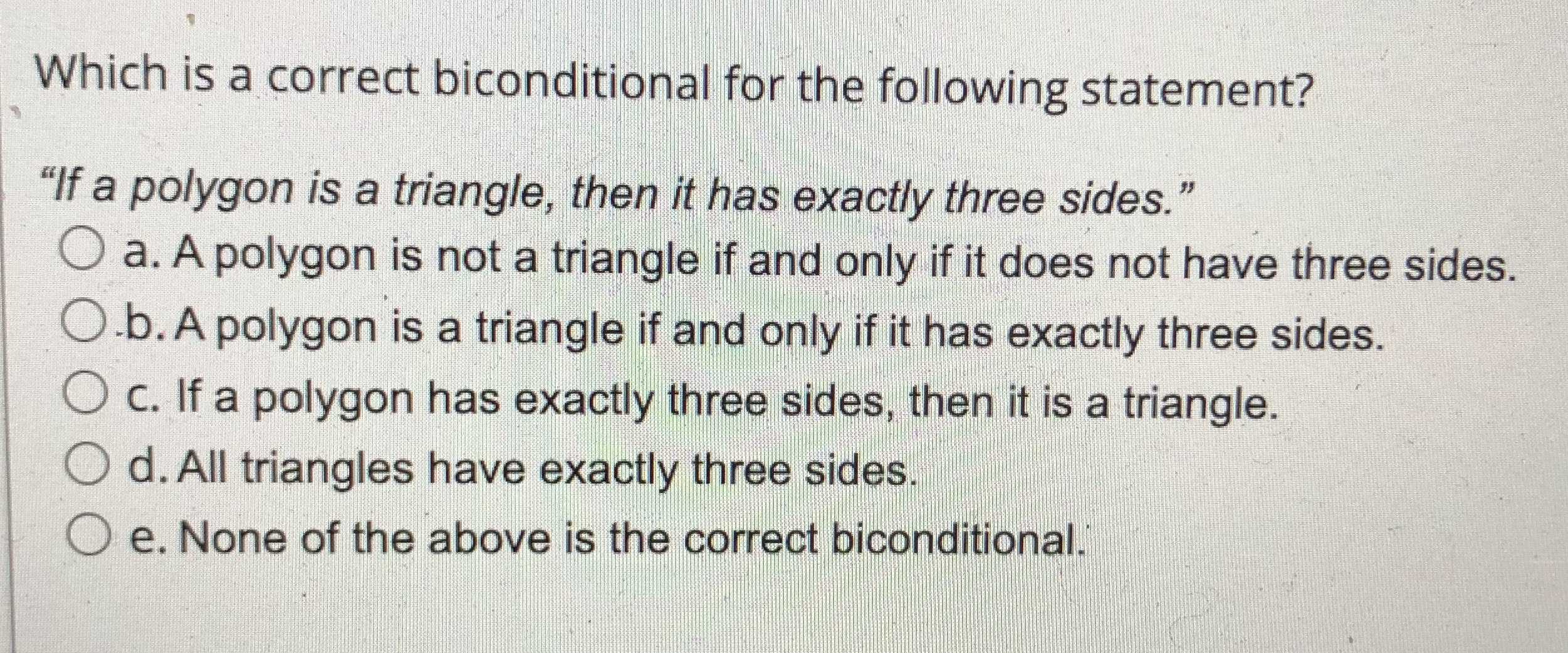 Which Is A Correct Biconditional For The Following CameraMath