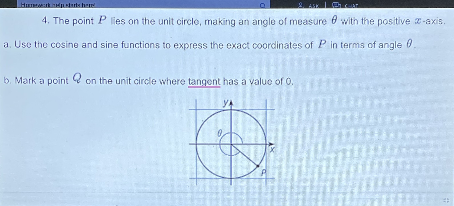 4. The point \( P \) lies on the unit circle, maki...