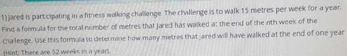1] jared is part cipating in a fitness walking cha...