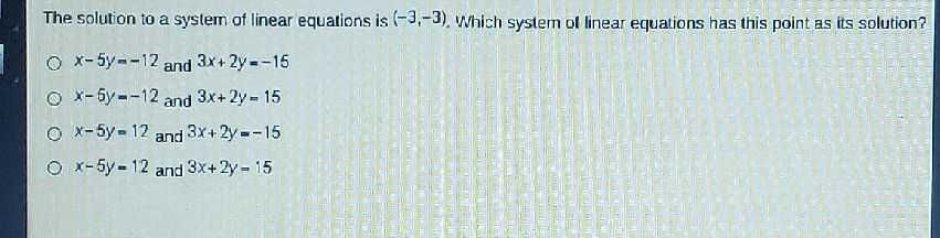 The solution to a system of linear equations is \(...