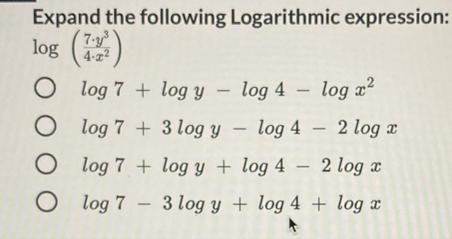 Expand the following Logarithmic expression: \( \l...