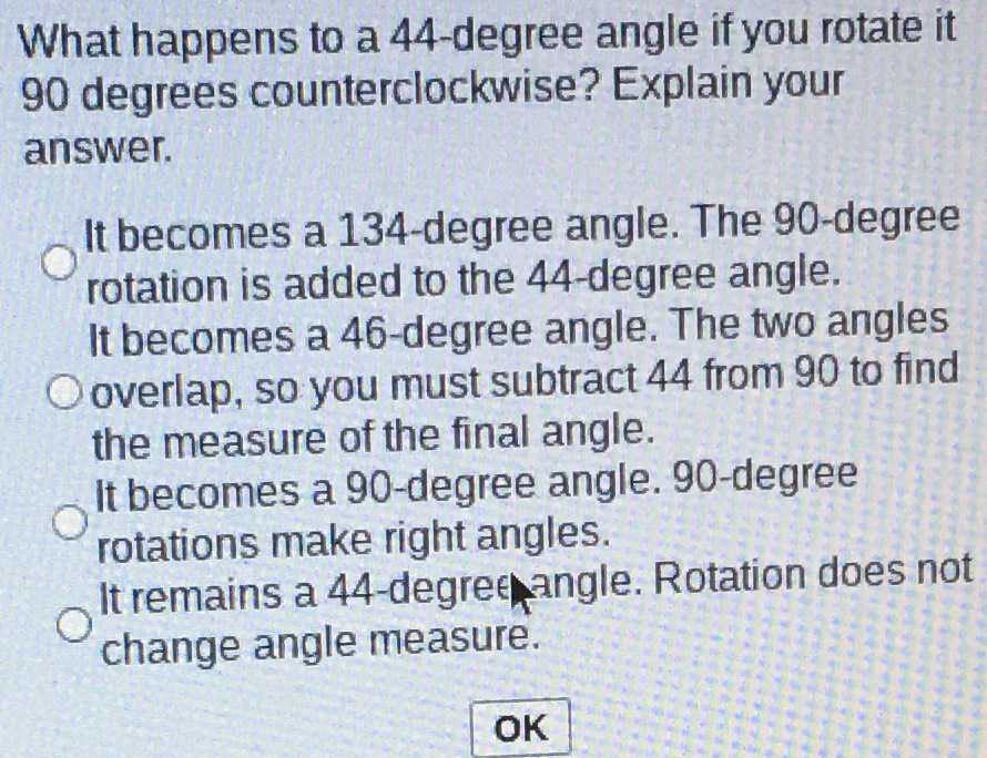 What happens to a 44 -degree angle if you rotate i... - CameraMath