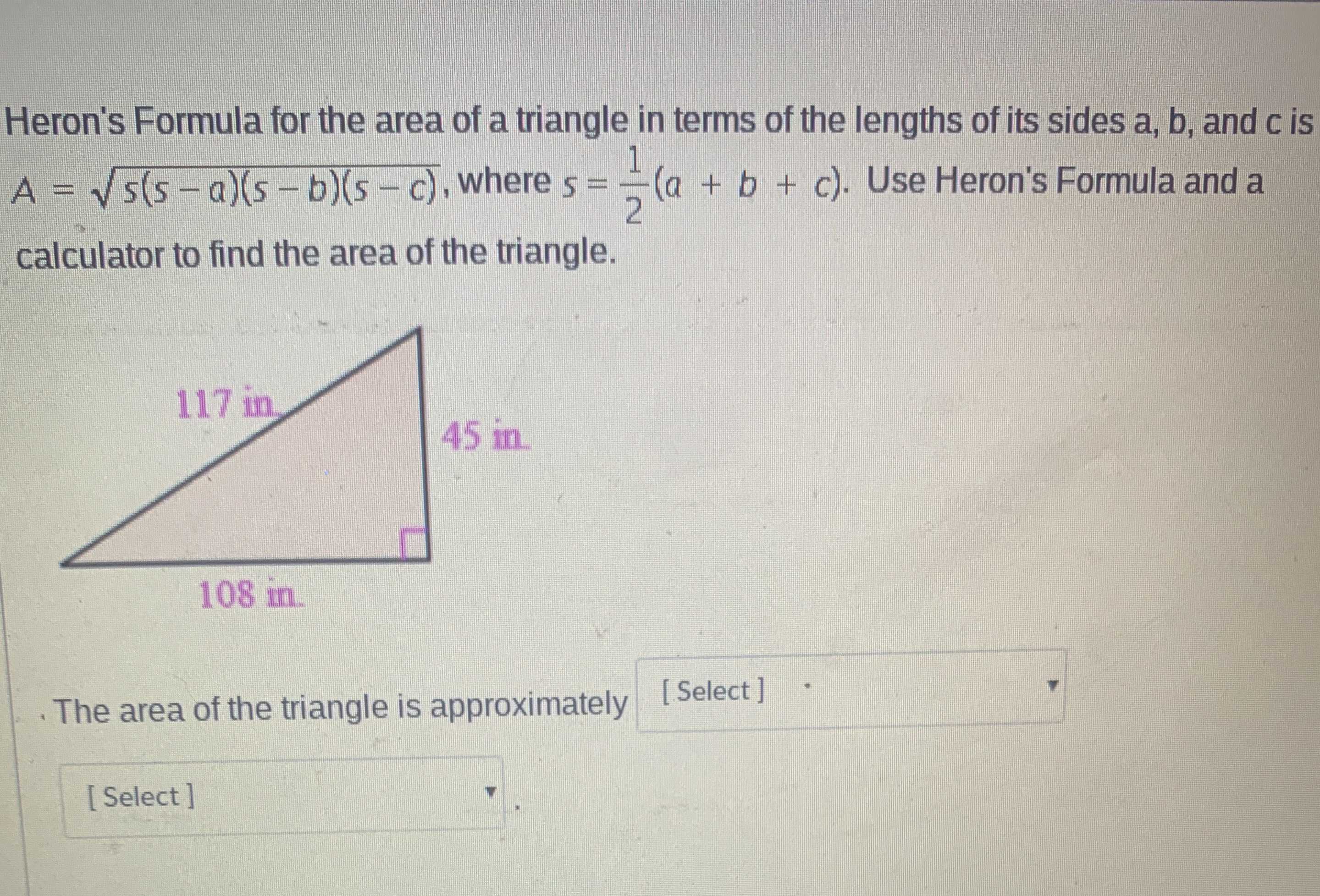 Heron's Formula For The Area Of A Triangle In Term... - CameraMath