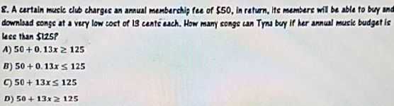 A certain music club charges an annual membership ...