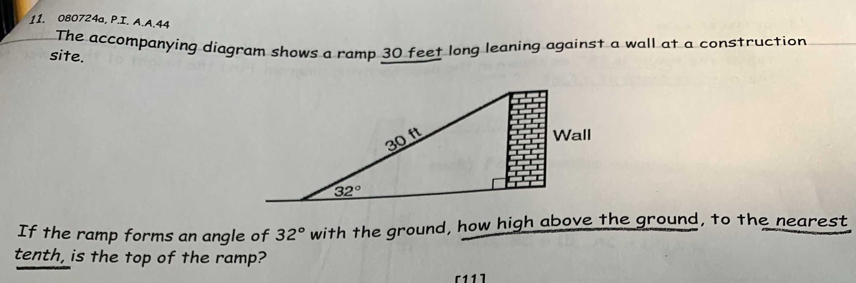 The diagram shows a ramp \( 30 \) fee... CameraMath
