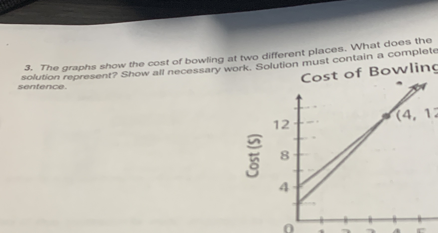3. The graphs show the cost of bowling at two diff...