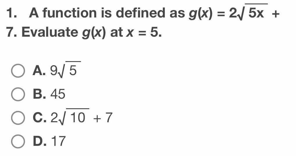1. A function is defined as \( g ( x ) = 2 \sqrt {...