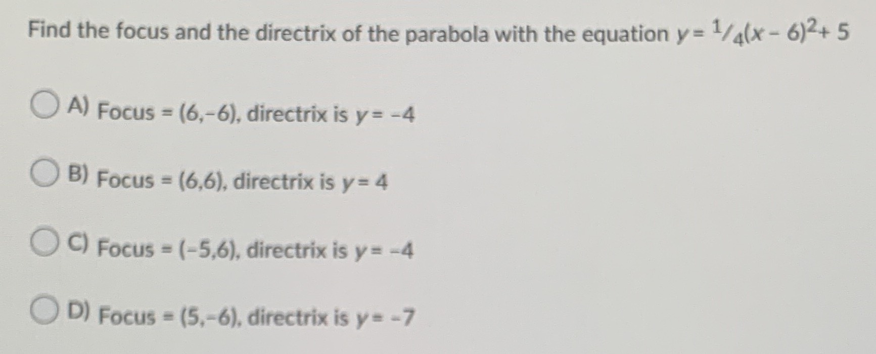 Find the focus and the directrix of the parabola w...