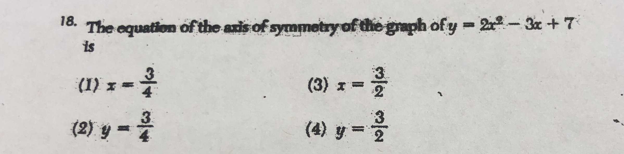 18. The equation of the axts of symmotry of tio gi...